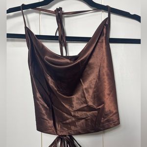 H&M brown satin crop top
